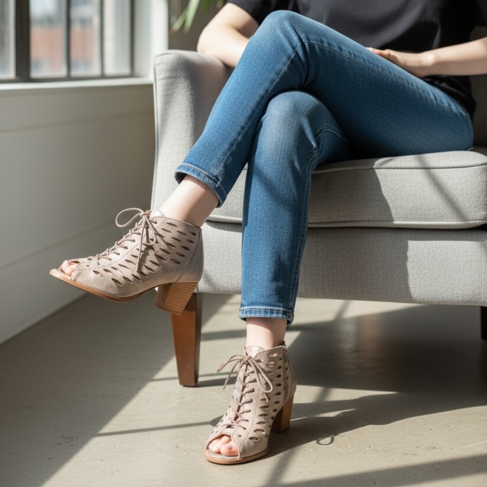 PAUL GREEN Bali Open Toe Cut Out Bootie Sandal in Silver UK 6.5 / US 9